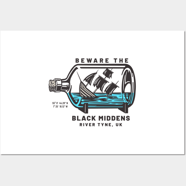 Beware the Black Middens River Tyne Design Wall Art by NORTHERNDAYS